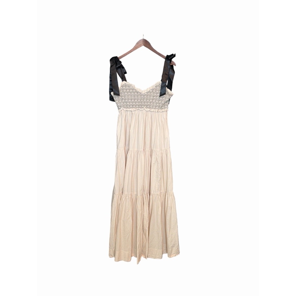 Free People Bluebell Solid Maxi Dress Sand Neutral Large Coquette Cottagecore